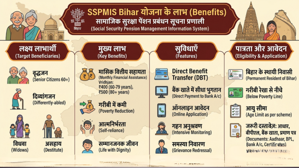 SSPMIS Bihar योजना के लाभ (Benefits)